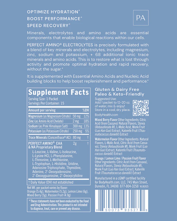 BodyHealth® PERFECT AMINO® Electrolytes Travel Packets